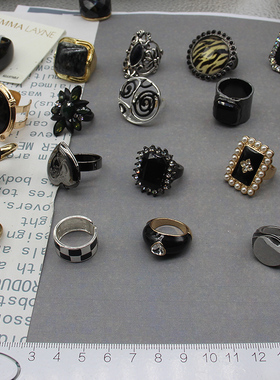 欧美典雅黑色系戒指饰品