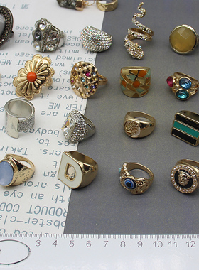 欧美个性珐琅钻戒指花