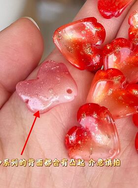 新款金砂红霞映日色系琉璃花瓣手工自制diy古风发簪发饰材料配件