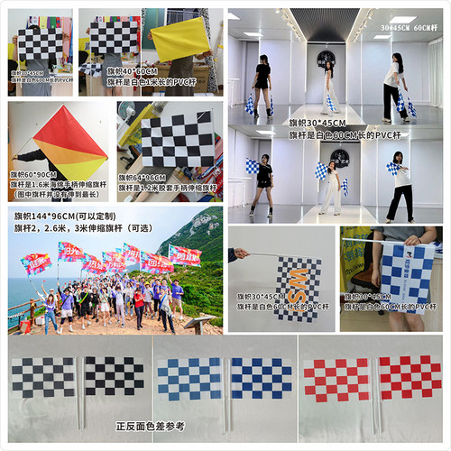 F1赛车旗定做小手摇旗手挥旗卡丁车黑白格子旗啦啦队模特走秀旗帜 - 图3