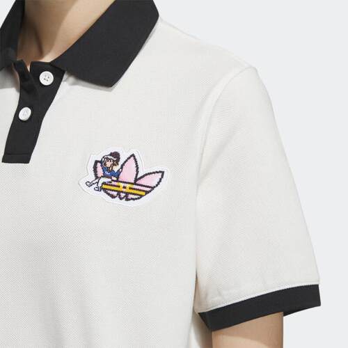 Adidas三叶草女装 运动休闲百搭短袖T恤POLO衫 IP1777 JM8000 - 图1