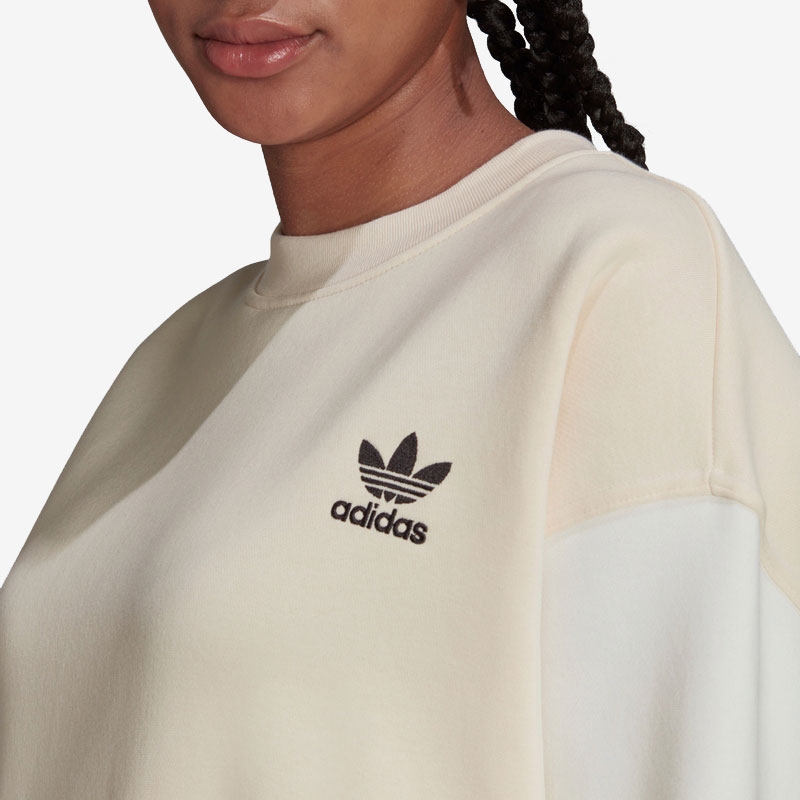 Adidas阿迪达斯卫衣女运动正品三叶草简约百搭圆领套头衫H20451 - 图1