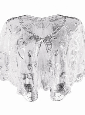 1920s盖茨比晚礼服复古钉珠亮片短披肩跨境爆款欧美女装配件