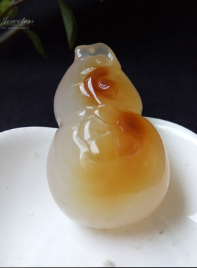 玉髓葫芦项链福禄寿俏色玛瑙吊坠