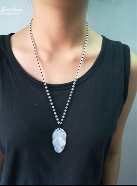 冰种玉吊坠玛瑙叶子百搭民族风