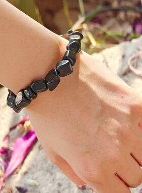 俄罗斯次石墨随型碎石手链百搭