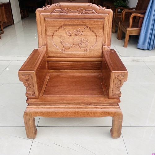 新中式红木沙发全实木长椅中式客厅三人位菠萝格木客厅沙发3人座 - 图2