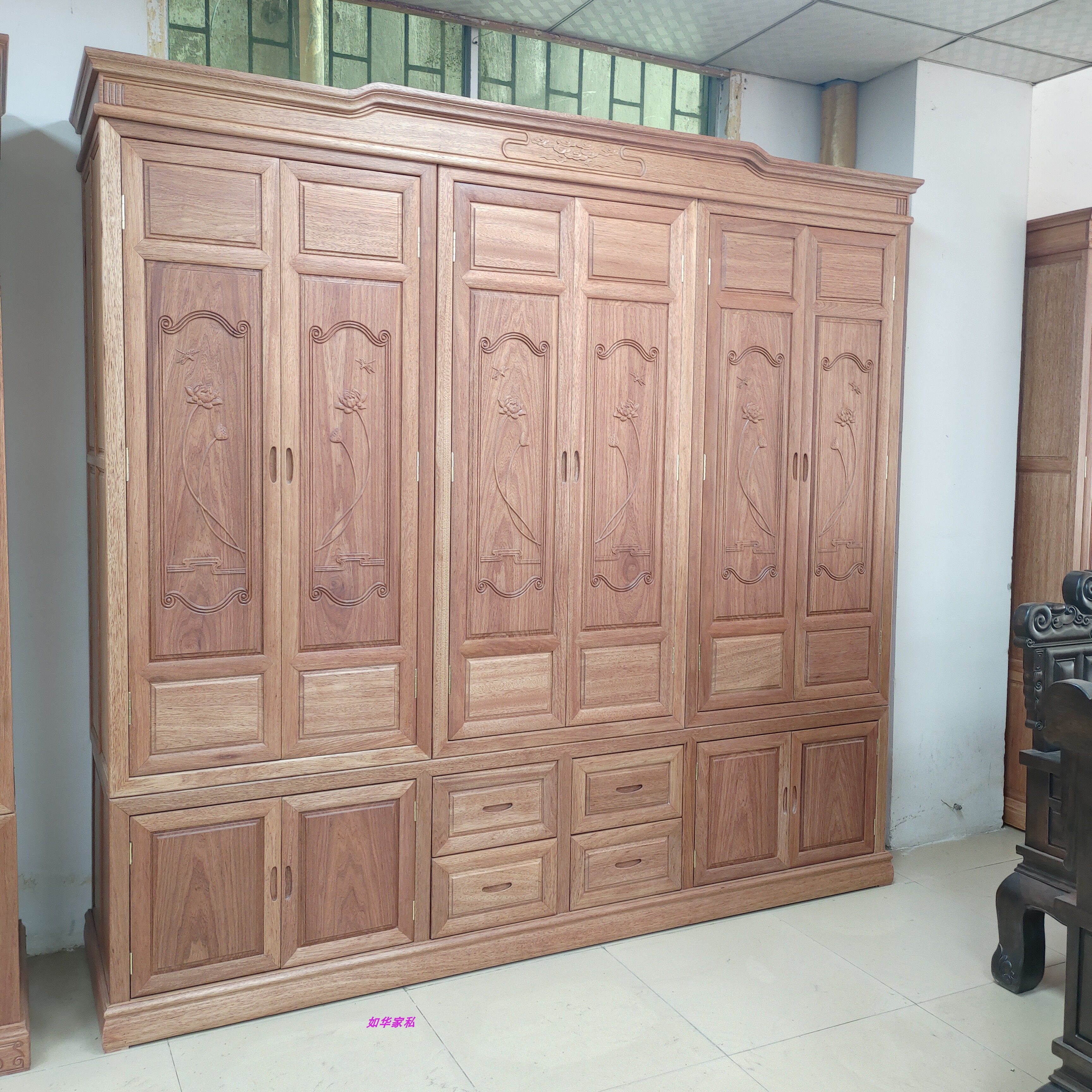 红木衣柜菠萝格木六门大柜打蜡无漆花梨木柜实木衣柜家用原木储物,淘宝优惠券,粉丝福利购,淘宝优惠卷