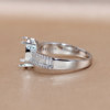 Seiko S925 silver ring with empty support and gemstone inlaid custom ring plated with 18k white gold fixed buckle 8*10mm