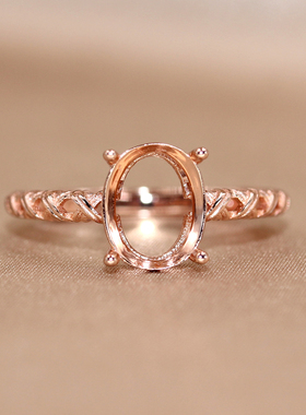 S925银戒指空托简约素板代工宝石镶嵌3*5/4*6/5*7/6*8/7*9/8*10