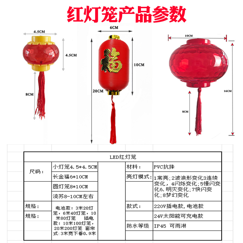 结婚红灯笼2024新款 户外庭院挂饰带电的小彩灯太阳能led充电串灯