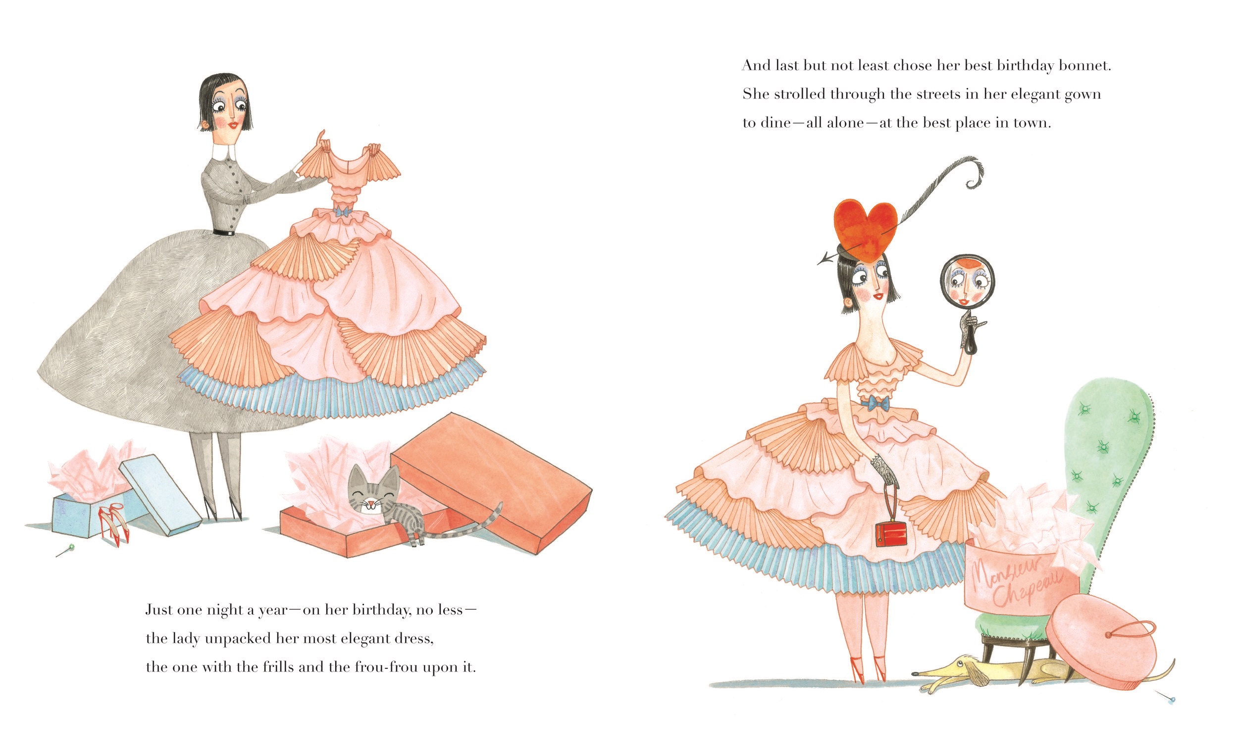 中国国际图书专营店英文原版 生日快乐，帽子夫人 精装绘本 Happy Birthday, Madame Chapeau by Andrea Beaty & David Roberts0