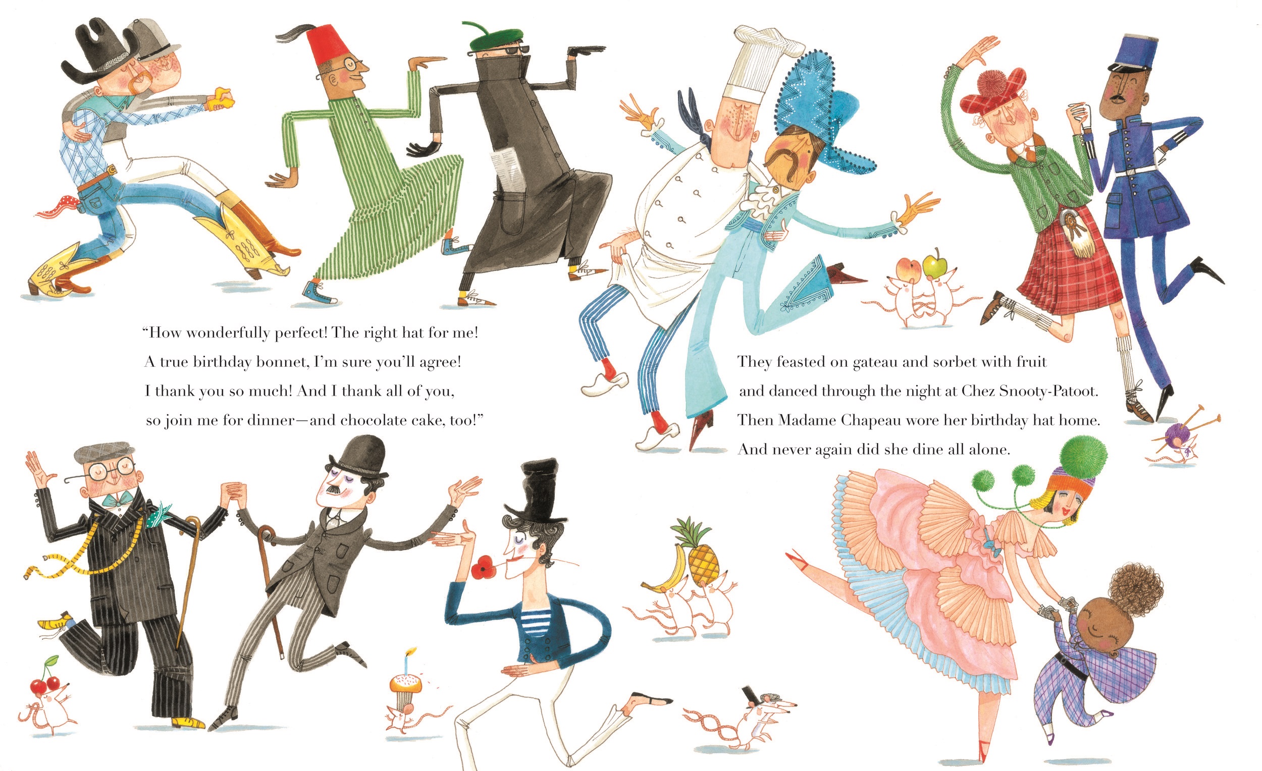 中国国际图书专营店英文原版 生日快乐，帽子夫人 精装绘本 Happy Birthday, Madame Chapeau by Andrea Beaty & David Roberts2