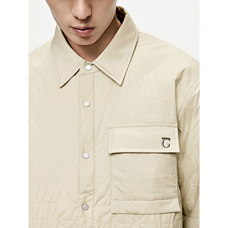 GXG男装  肌理绗缝衬衫式棉服加厚夹克通勤时尚外套 冬季热销