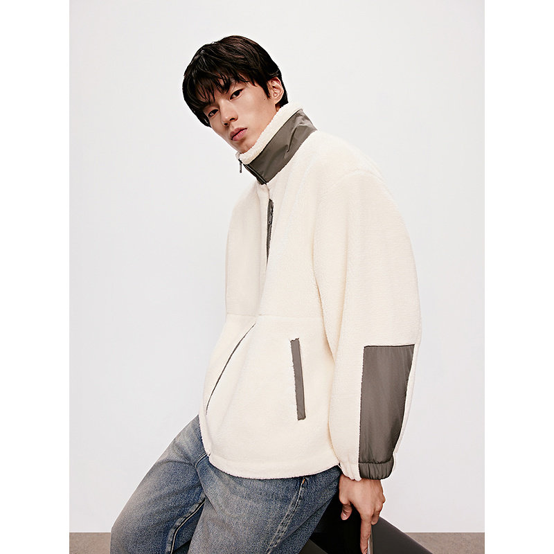 GXG男装 多色仿羊羔毛户外口袋设计保暖夹克外套 冬季热销