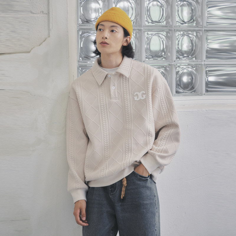 gxg男装双色中廓肌理翻领男士面料 GXG卫衣