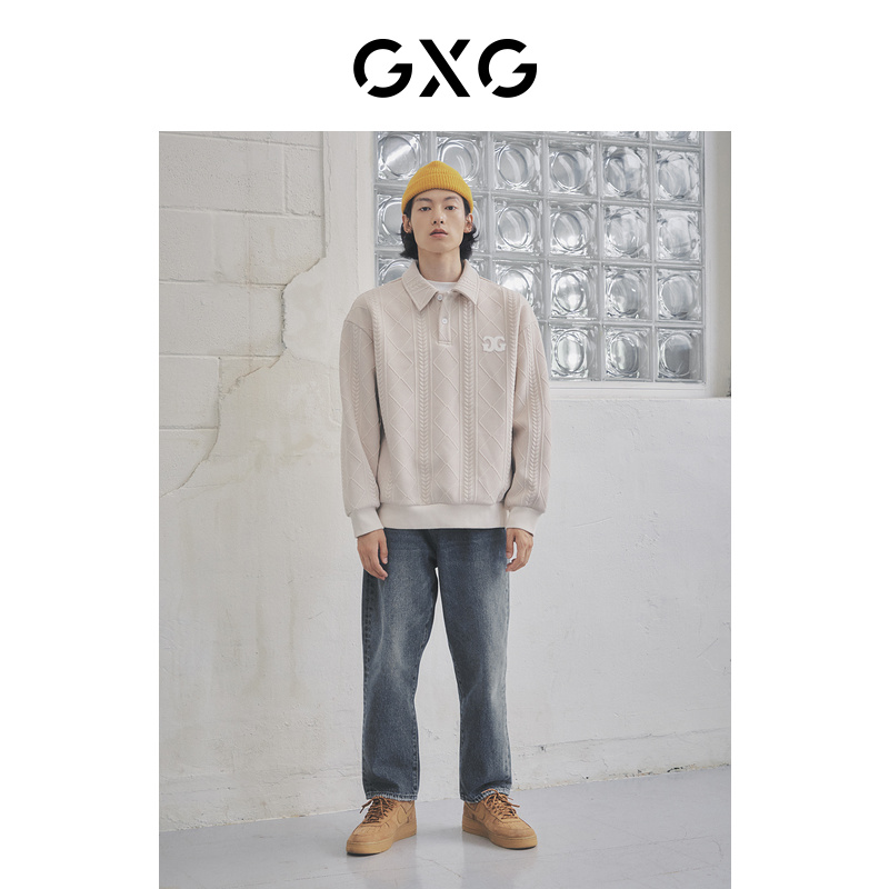 gxg男装双色中廓肌理翻领男士面料 GXG卫衣