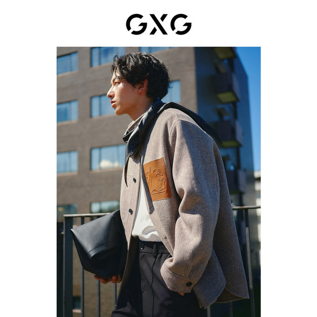 GXG men's simple shirt collar design contains wool fashion short coat woolen jacket 23 years new winter products