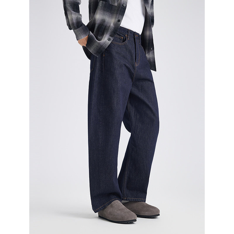 GXG男装 重磅不易褪色明线休闲时尚弯刀牛仔裤长裤 秋冬热销