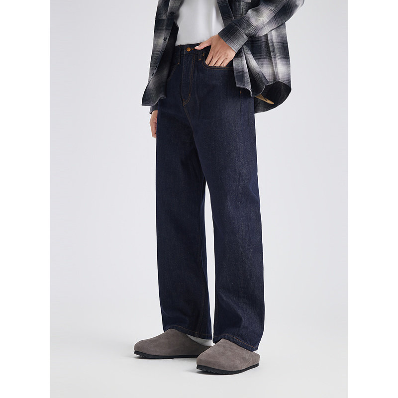 GXG男装 重磅不易褪色明线休闲时尚弯刀牛仔裤长裤 秋冬热销