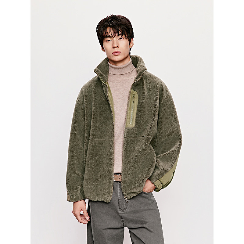 GXG男装 多色仿羊羔毛户外口袋设计保暖夹克外套 冬季热销
