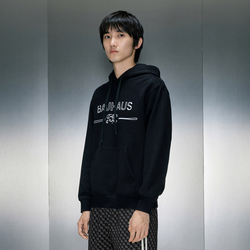 GXG男装 时尚印花黑色通勤连帽卫衣 冬季热销GEX13129114