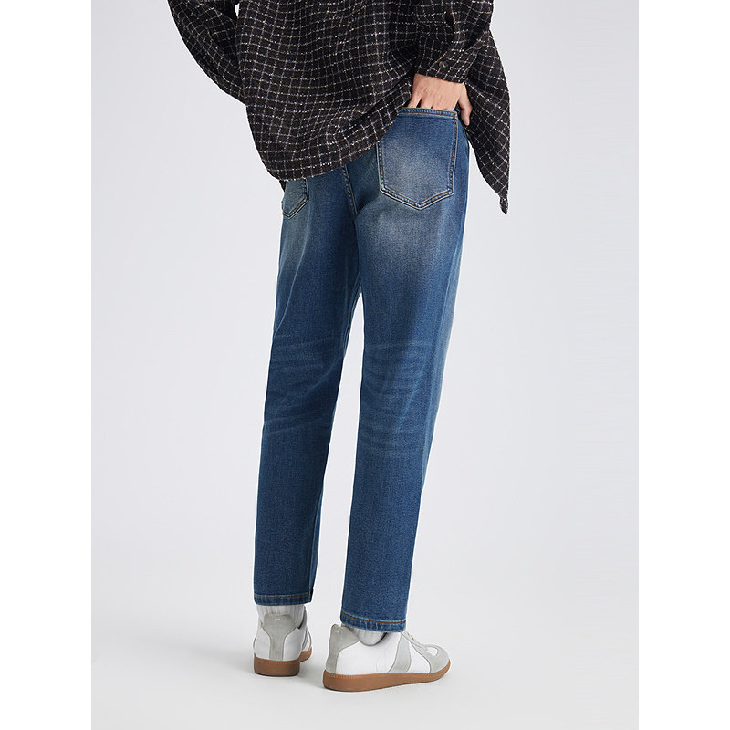 GXG男装  时髦水洗蓝宽松锥形直筒通勤时尚牛仔裤 秋冬热销