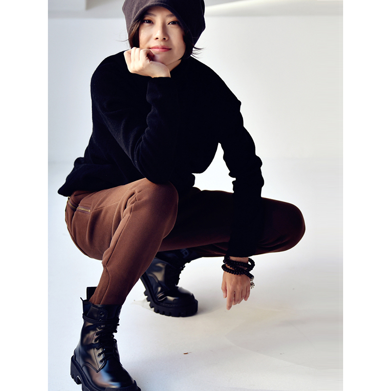 特●K3053A韩版文艺显瘦侧拉链加绒加厚运动束脚卫裤女冬米兰宣言 - 图1