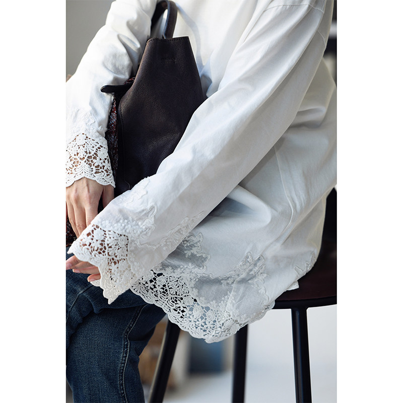 包邮T79011 文艺休闲清新圆领长袖中长款钩花蕾丝边打底T恤女秋冬,淘宝优惠券,粉丝福利购,淘宝优惠卷