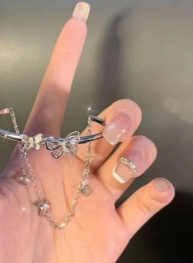 抖音双层蝴蝶链条手镯手链女仙女闺蜜百搭手饰甜美毕业礼物