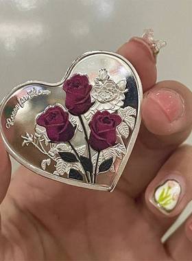心形玫瑰纪念币情人节礼物520 爱心形红色玫瑰纪念章52种语言心型