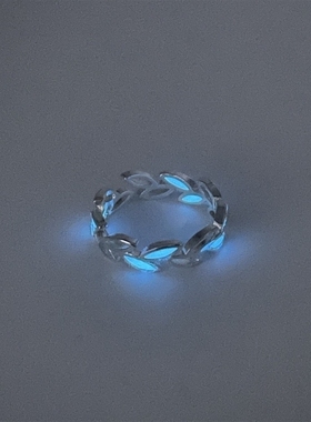 树叶发光戒指ins款复古百搭男女枝条戒指手饰夜光树枝情侣指环