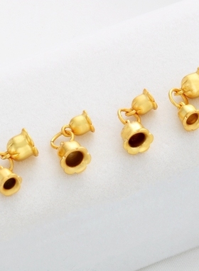 diy配件双铃兰花吊坠手链项链毛衣链半镯女吊饰配件