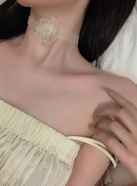 项链复古黑色花朵项圈法优雅名媛ins小众甜美choker颈链