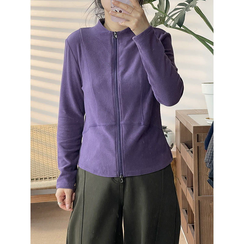 2025冬款简约通勤风立领拉链开衫女长袖修身显瘦纯色外套上衣537,淘宝优惠券,粉丝福利购,淘宝优惠卷