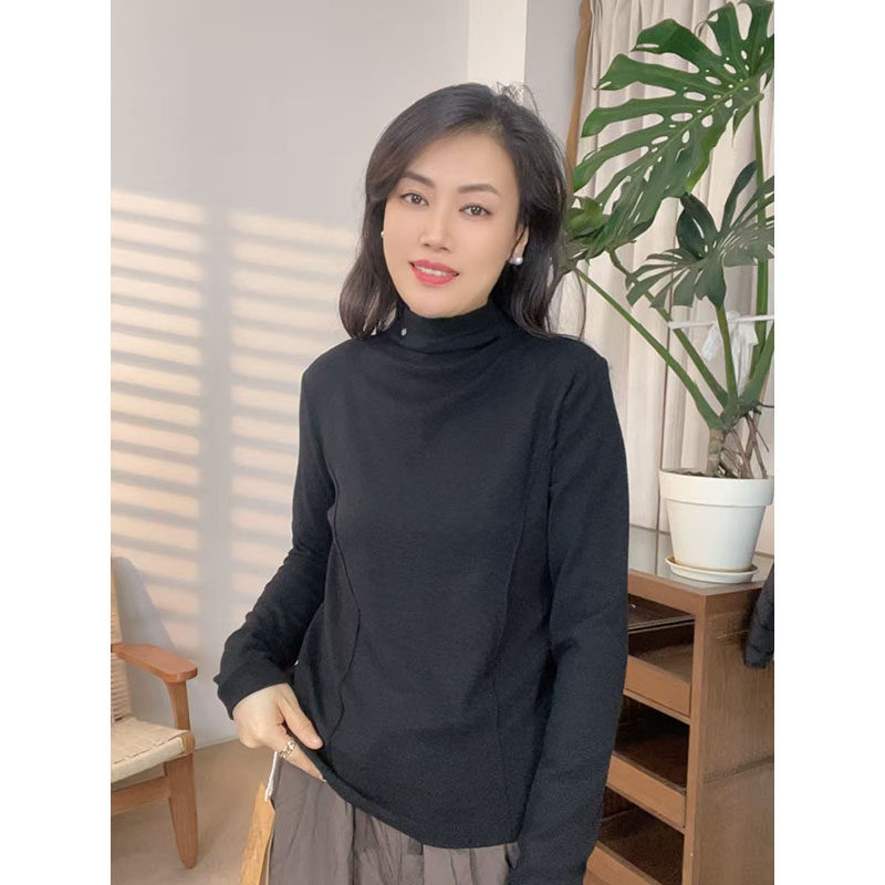 新款纯色加厚半高领字母豆长袖内搭女修身显瘦百搭休闲上衣31127,淘宝优惠券,粉丝福利购,淘宝优惠卷