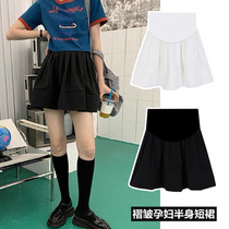 Black Folds Pregnant Woman Half Body Dress Summer 2022 Summer New Korean Version 100 Hitch A Slim-Care A Short Skirt