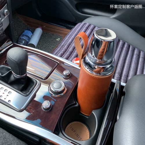 dadali头层牛皮保温杯套钛杯玻璃水杯便携斜跨皮套带提绳手工定制 - 图2