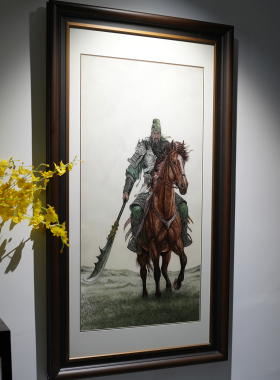 苏绣关羽关公画像纯手工刺绣画