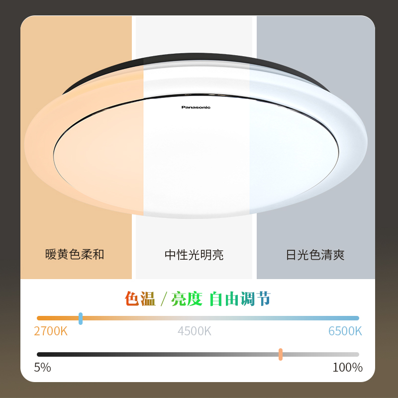 松下灯具LED吸顶灯遥控调光调色现代简约36W卧室圆形灯HHXZ3583 - 图1