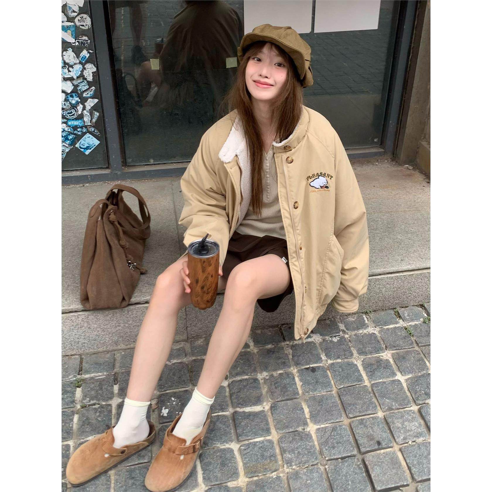 棉衣女款2025新款冬季加厚羊羔毛立领小个子棉袄超好看夹棉厚外套,淘宝优惠券,粉丝福利购,淘宝优惠卷