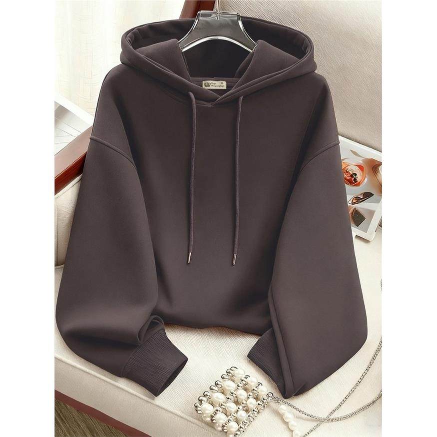 紫色连帽卫衣女宽松加绒2025新款秋冬纯色洋气百搭小个子薄款外套,淘宝优惠券,粉丝福利购,淘宝优惠卷