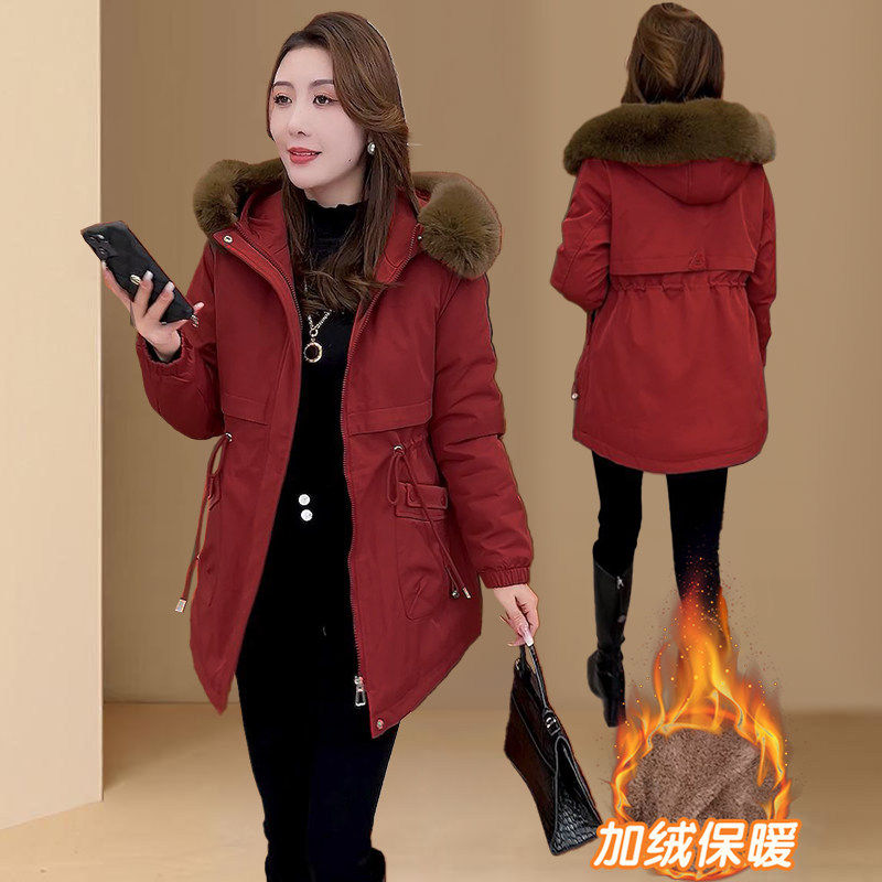 加绒加厚保暖防寒派克服女装2025冬季新款小个子毛领棉服连帽外套,淘宝优惠券,粉丝福利购,淘宝优惠卷