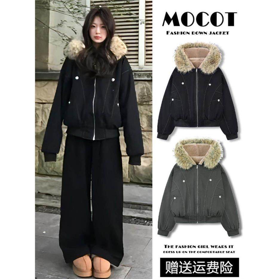 美式覆古座山雕加绒加厚毛领连帽2025冬季棉服女保暖宽松棉衣外套,淘宝优惠券,粉丝福利购,淘宝优惠卷