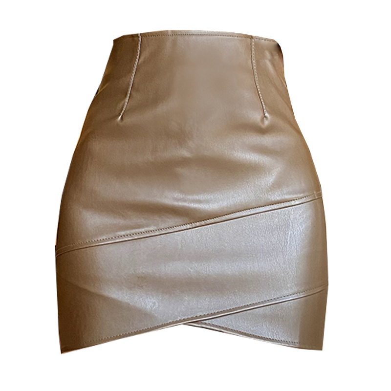 高腰PU皮裙2025秋冬新款半身裙韩版修身显瘦百搭不规则包臀短裙子 - 图3