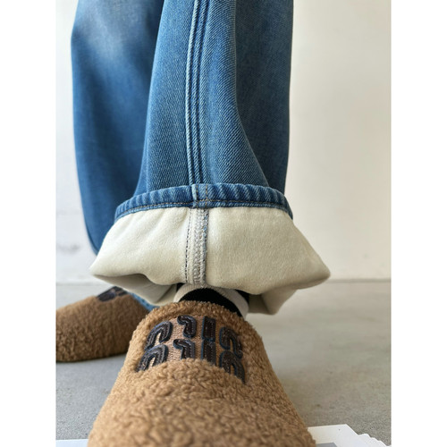 猫猫家加长女裤加绒加厚秋冬高腰阔腿牛仔裤女高个子宽松香蕉裤潮 - 图2