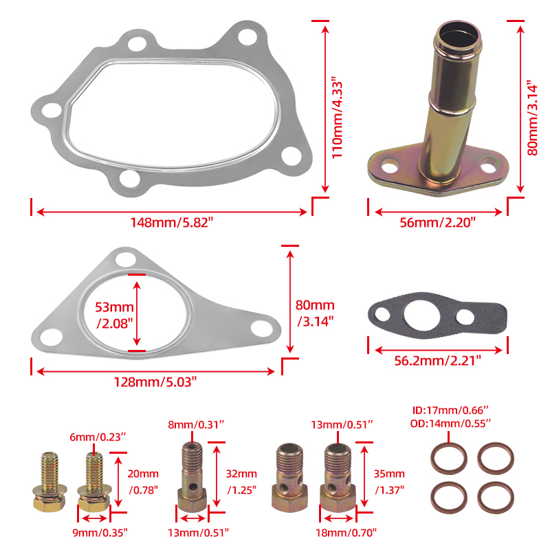 改装TD04 TD04L涡轮增压器不锈钢垫片进油回油管水管配件修理包-图3