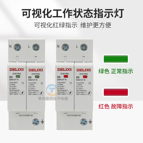 德力西20KA浪涌保护器2P防避雷器40KA电涌DZ47sY-II家用二级65KA - 图1