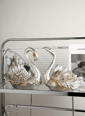 轻奢高级感天鹅酒架摆件家居客厅酒柜电视柜装饰品餐边柜摆设乔迁