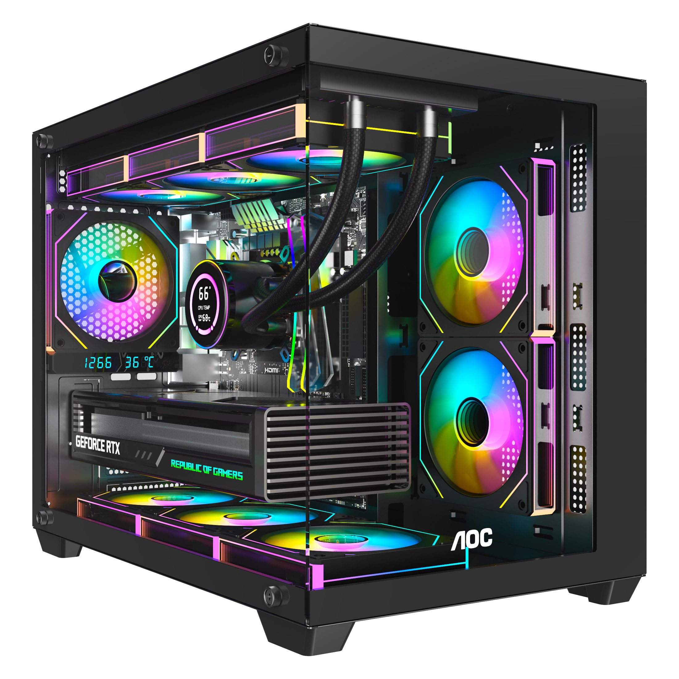 AOC海景房机箱CG381/391/392支持MATX无立柱侧透台式电脑240水冷,淘宝优惠券,粉丝福利购,淘宝优惠卷